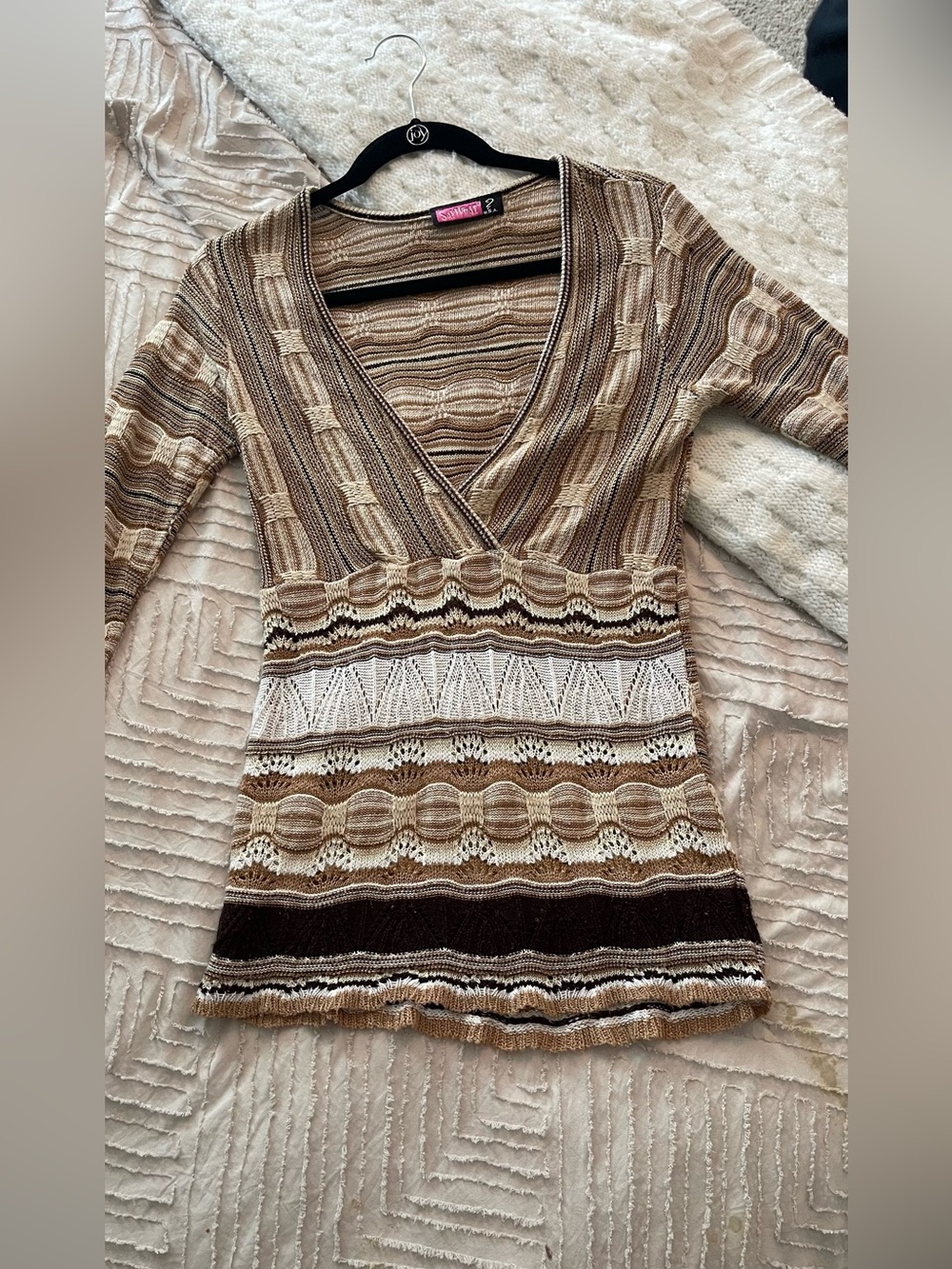 Say What? Brown & Cream Striped Knit Top